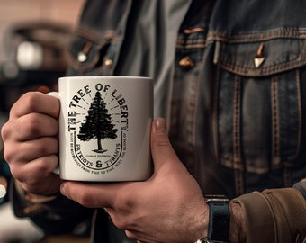 Taza de cerámica "El Árbol de la Libertad" / Cita de Thomas Jefferson / Padre Fundador / Revolución Americana / Personajes históricos estadounidenses