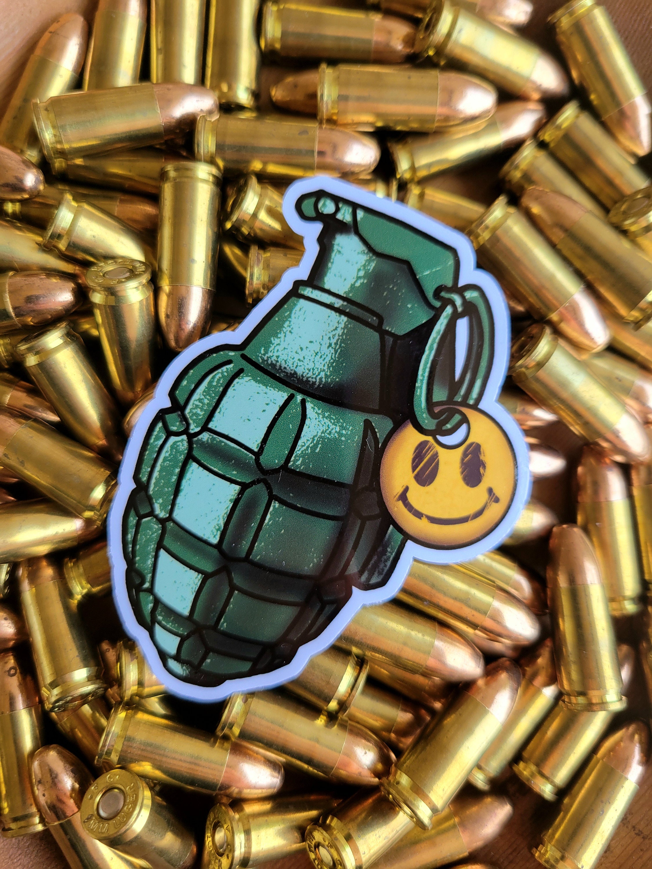 Hand Grenade Sticker | Smiley Face | Military Gift for Dad - Etsy