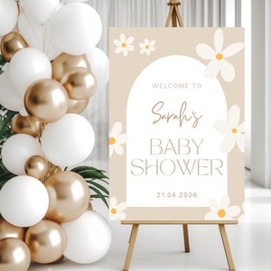 Bearbeitbares Daisy Baby Shower Willkommensschild, Baby in Bloom Daisy Baby Shower Poster, Boho Daisy Baby Shower Decor, Instant Download