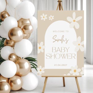 Editable Daisy Baby Shower Welcome Sign, Boho Floral Poster (DigitalDownload)