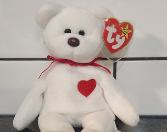 Ty Beanie Baby “Valentino” the Bear (8.5 inch) - Handmade in China, PVC Pellets