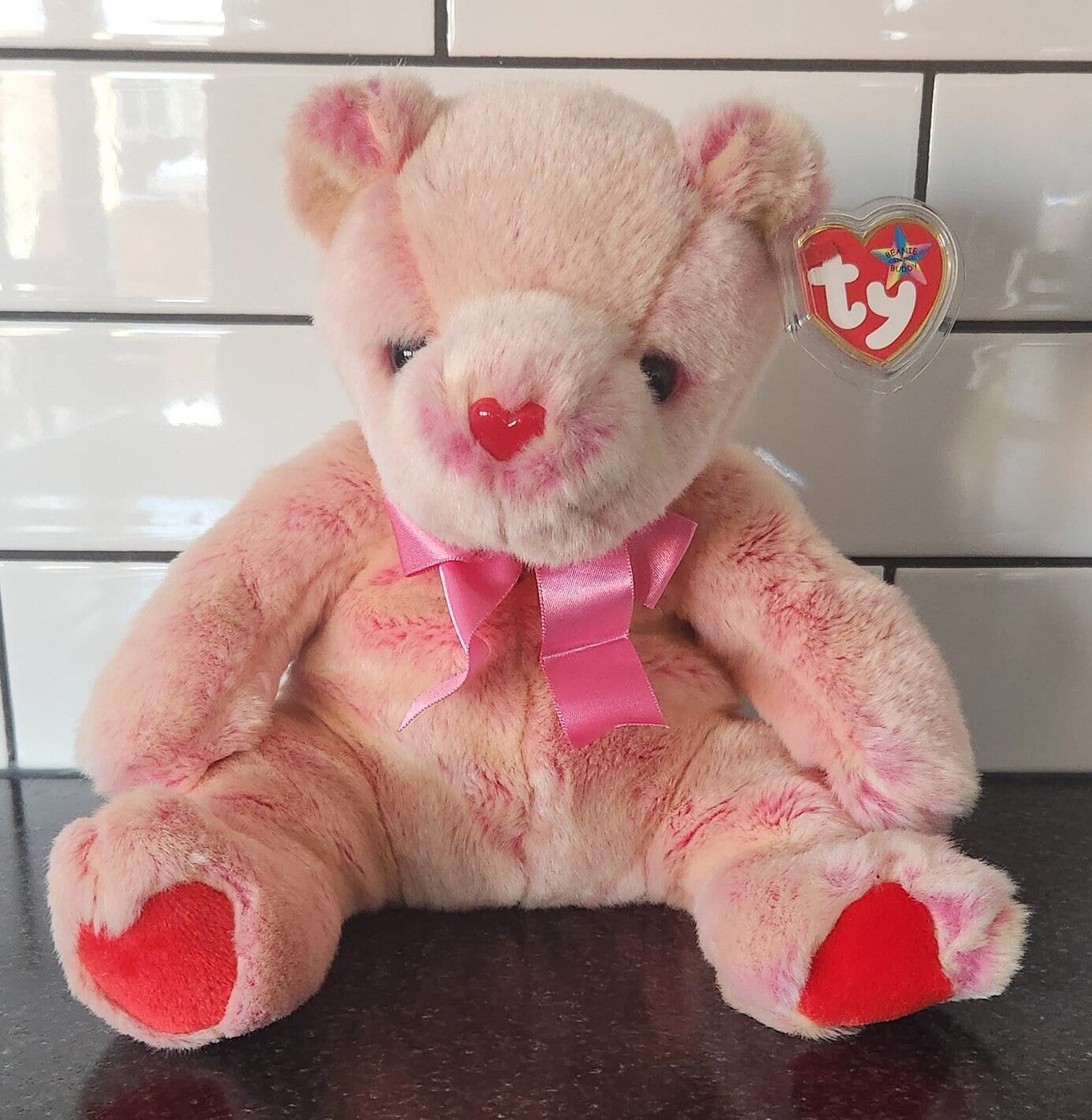 ピンク　ぬいぐるみ　TY Beanie Baby　Beanie Buddy Ty Beanie Buddy “romance” the Pink Bear With a Heart Nose