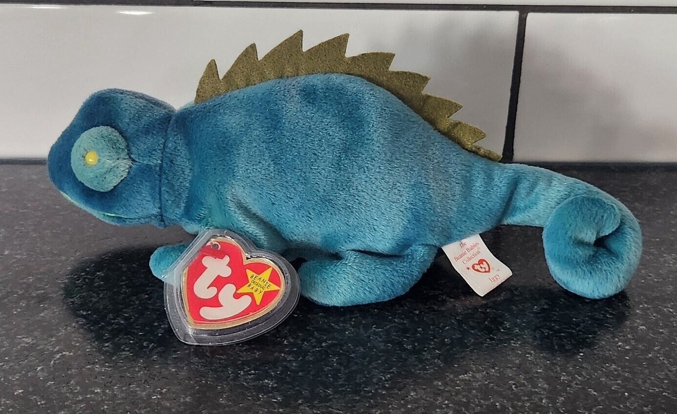 Stuffed Animal Rainbow Iguana Beanie Baby Value Iggy Beanie