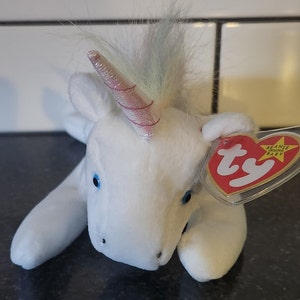 TY Beanie Baby “Mystic” the Unicorn with Pink Horn and Fine Rainbow Mane (8 inch)