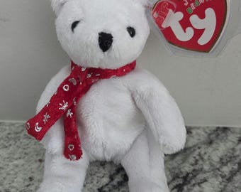 Ty Beanie Baby “2000 Holiday Teddy” the White Holiday Bear Wearing