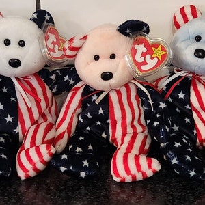 Ty Beanie Baby “Spangle” USA Bears in Red or Blue faces! (8.5 inch)