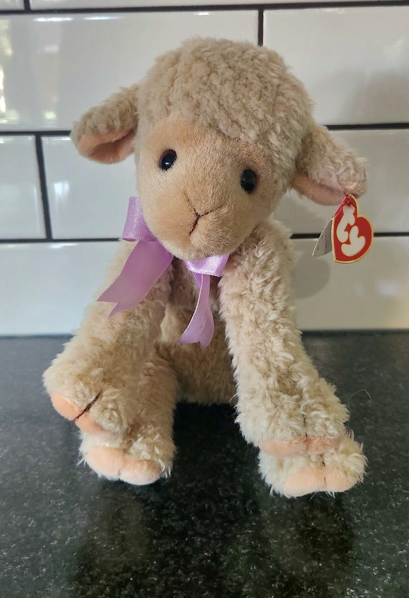 Ty Classics Collection “lovie” the Lamb With Purple Bow (10 Inch