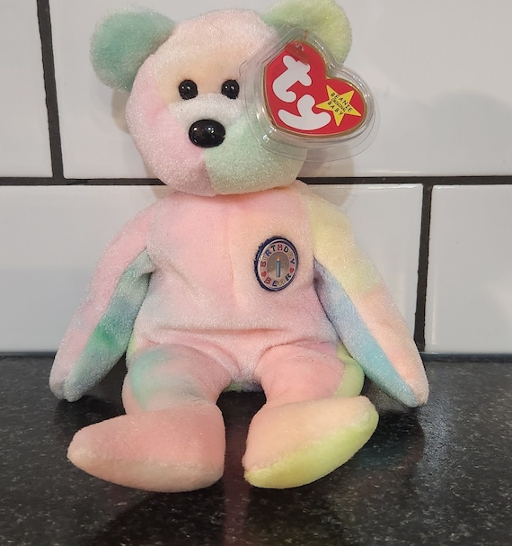 Ty Beanie Baby B.B. Bear the Pastel Rainbow Birthday Bear 8.5 Inch Etsy UK