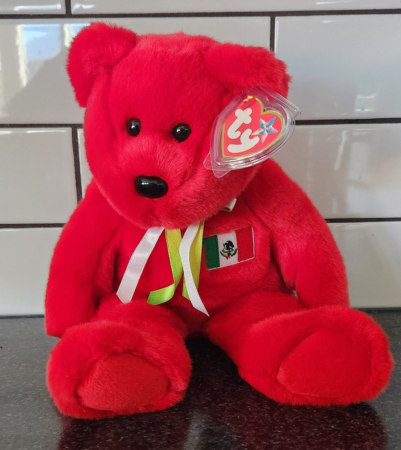 Ty Beanie Buddy “osito” the Mexico Bear - Vibrant Red Color