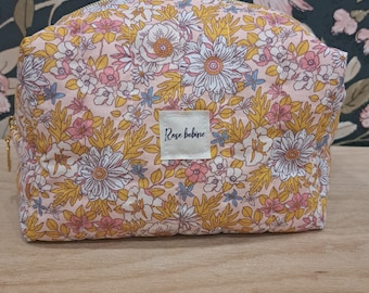 Toiletry bag, baby kit, women's handmade makeup bag in floral quilted cotton, liberty style