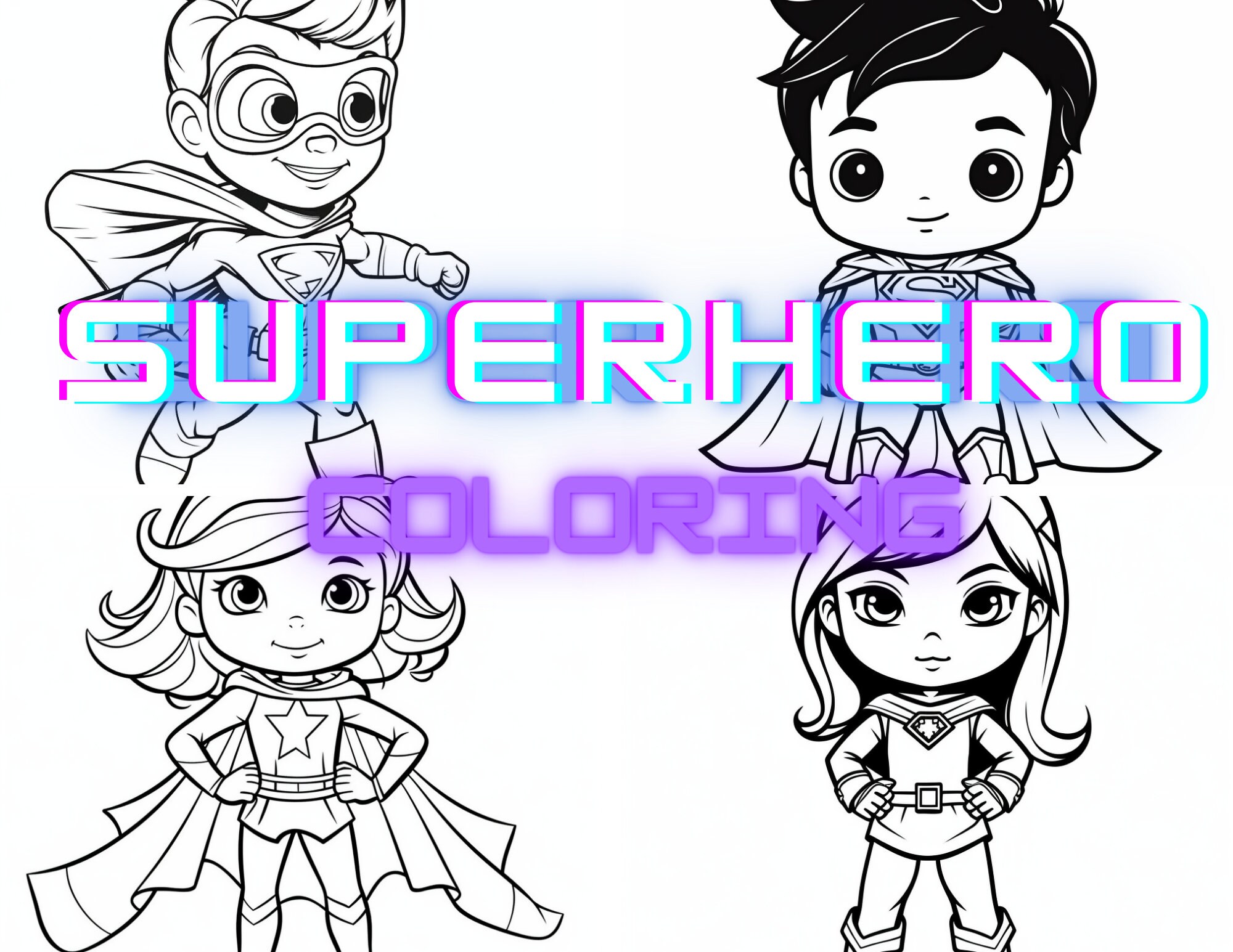 Printable Kawaii Superhero Adventures Coloring Book and Pages - Etsy