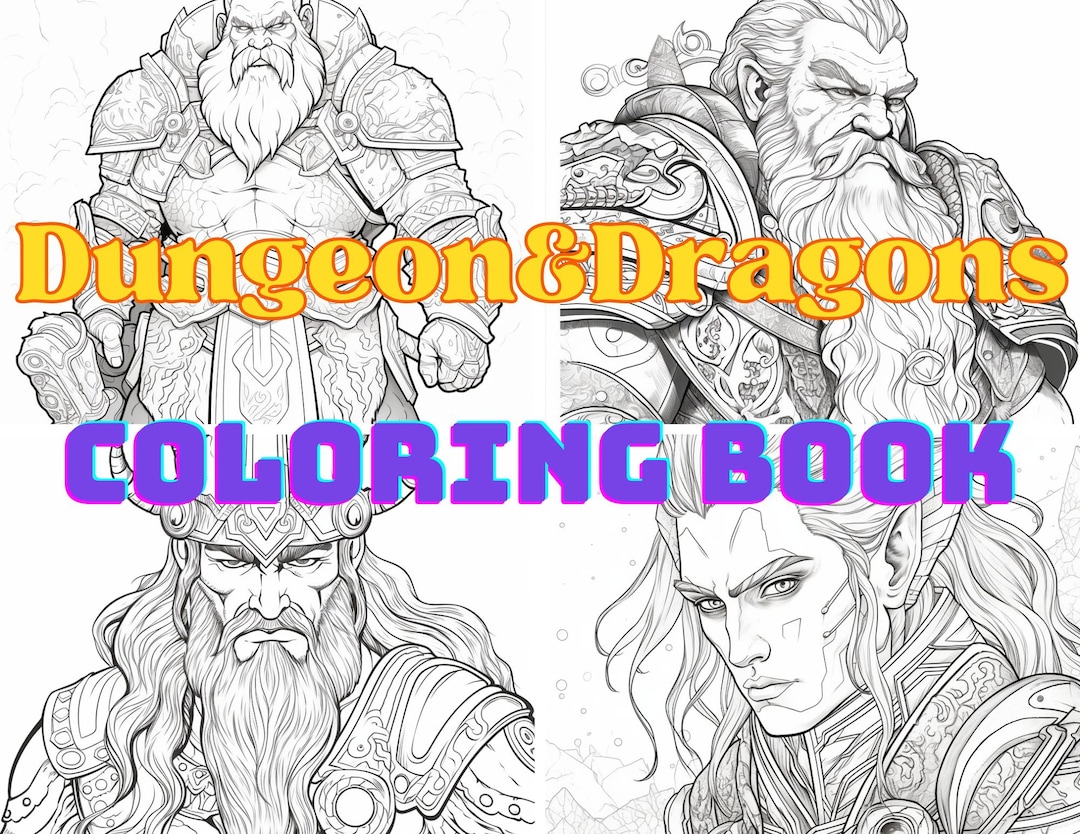 Dungeon &amp; Dragons Coloring Books for Kids and Adults, 25 Pages ...