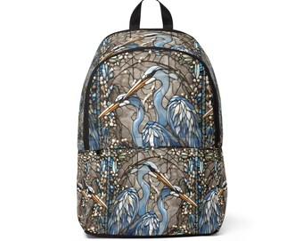 SONOMA BLUE HERON Unisex Laptop School Backpack Yoga Gym Bag Wildlife Estuary Animal Bird Lovers Art Print Travel Birthday Anniversary Gift