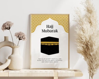 Póster Hajj Mubarak | Arte Islámico | Descarga digital | Regalo Hajj | Decoración islámica | Arte de la pared de Kaaba | Impresión del Hayy