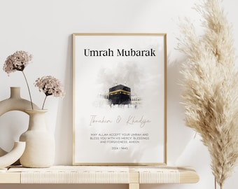 Personalized Umrah Mubarak Poster | Islamic Art | Digital Download | Umrah Gift | Islamic Decoration | Kaaba Wall Art