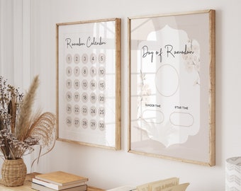 Islamic Ramadan Calendar | Printable Suhoor & Iftar Time Tracker | Ramadan Decoration Decor | Ramadan Gifts | Digital Download
