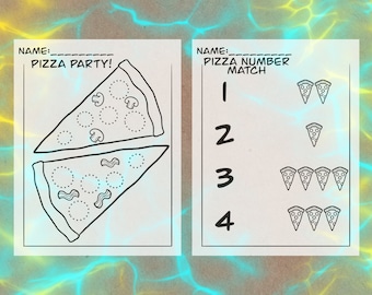 Descarga digital del conjunto de hojas de trabajo de fiesta de pizza