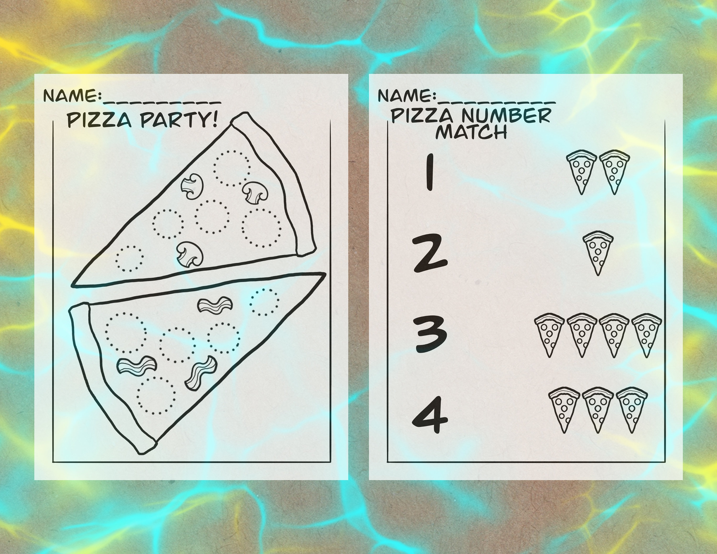 Pizza Party Worksheet Set Digital Download - Etsy