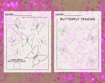 Spring Butterfly Shape Tracing Worksheet Set Descarga digital motricidad fina