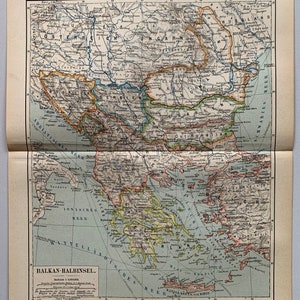 Europa sud-orientale / Orig. 1893 Antica mappa dei Balcani