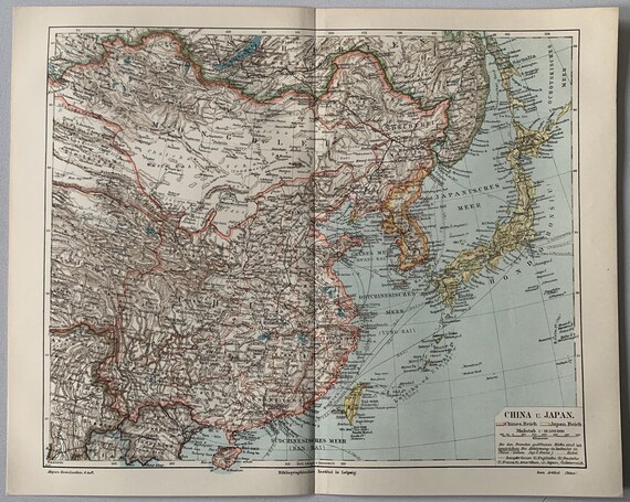 北東アジア / 1904 年オリジナル中国、韓国、日本の古地図 - Etsy 日本