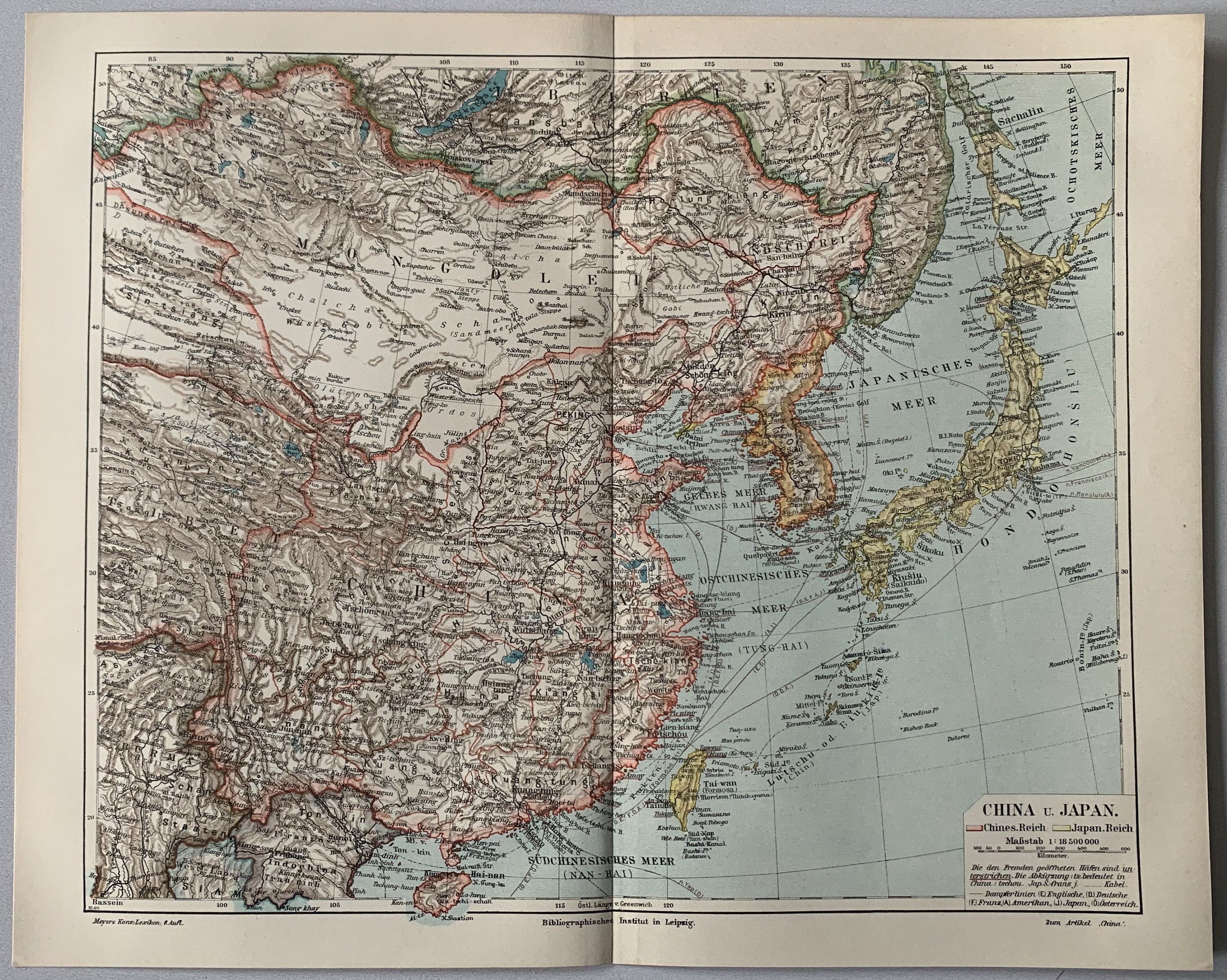 北東アジア / 1904 年オリジナル中国、韓国、日本の古地図 - Etsy 日本