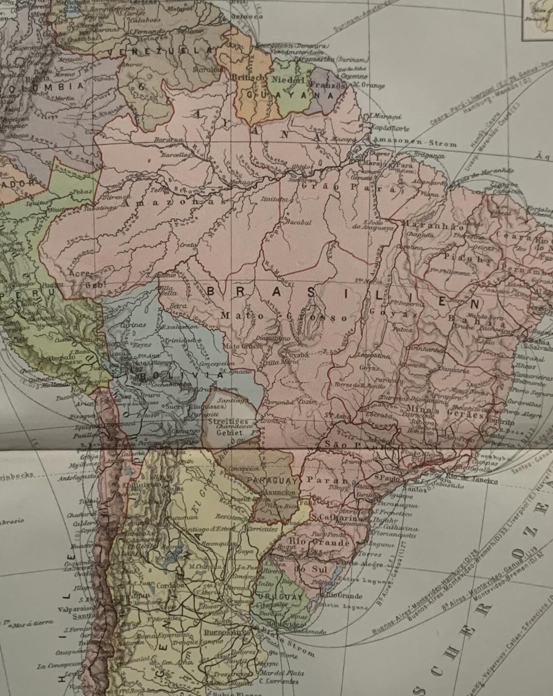 South America / Orig. 1908 Antique Map of South America - Etsy