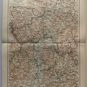 DE Hessen / Orig. Antieke kaart van Hessen uit 1890