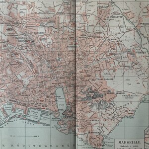 FR Marseille / Orig. 1908 Antike Stadt Plan von Marseille