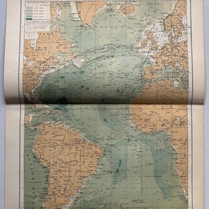 Océans du monde / Orig. Carte antique de 1895 de l'océan Atlantique