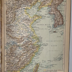 Northeast Asia / Orig. 1894 Antique City Map of Eastern China, Korea and Taiwan