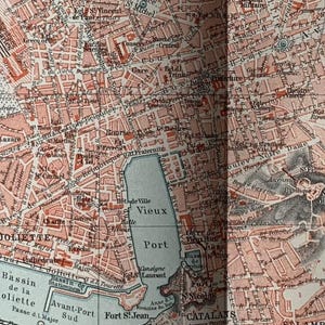 FR Marseille / Orig. 1896 Antique City Plan of Marseille