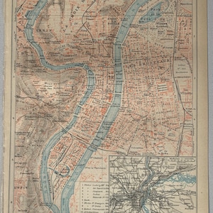 FR Lyon / Plano antiguo de la ciudad de Lyon original de 1898