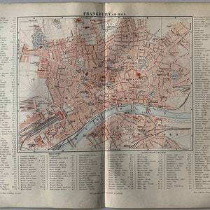 DE Frankfurt / Original 1894 Plano antiguo de la ciudad de Frankfurt am Main