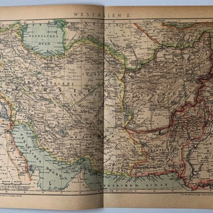 Moyen-Orient / Orig. 1895 Carte ancienne de la Perse - Afghanistan - Pakistan