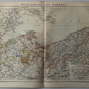 DE Mecklembourg-Poméranie / Orig. 1885 Plan du Mecklembourg-Poméranie-Occidentale