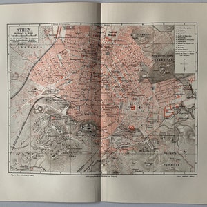 GR Athen / Orig. 1904 Antike Stadt Plan von Athen