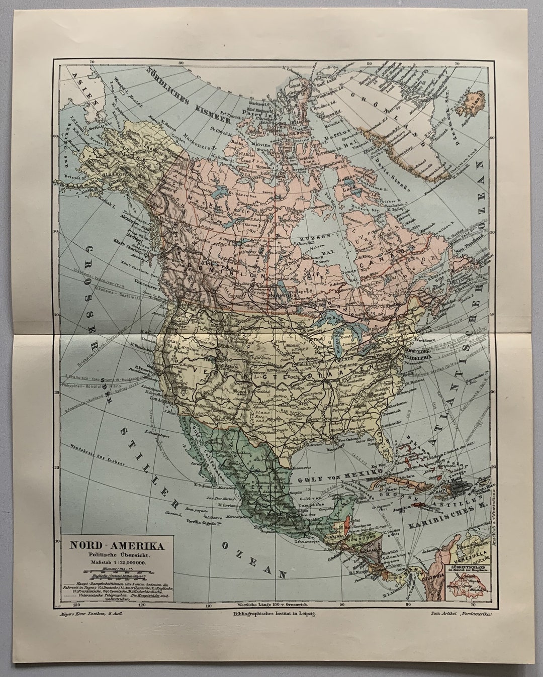 North America / Orig. 1909 Antique Map of North America - Etsy