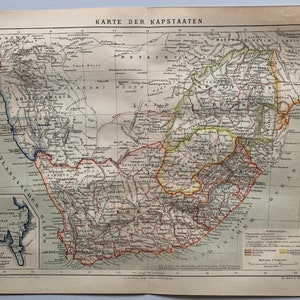 ZA Afrique du Sud / Orig. Carte ancienne de l'Afrique du Sud de 1885
