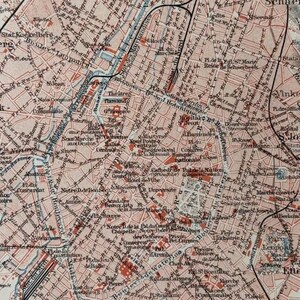 BE Brussels / Orig. 1904 Antique City Plan of Brussels