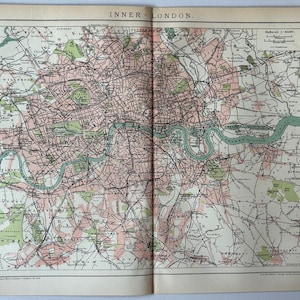 Reino Unido Londres / Plano antiguo de la ciudad de Londres original de 1894