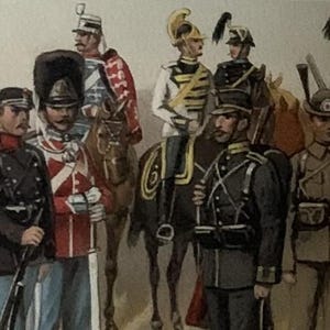 Military / Orig. 1908 Antique Chromolitho of Military Uniforms Outside Germany