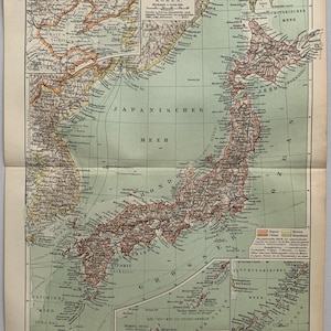 Asie du Nord-Est / Orig. Ancienne carte du Japon - Corée - Taïwan de 1897
