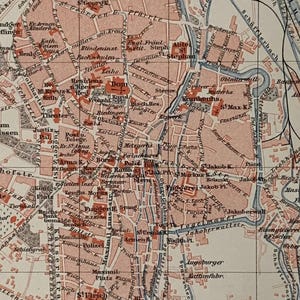 DE Augsbourg / Orig. Plan de la ville d'Augsbourg en Bavière de 1893