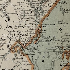MZ Maputo Bay / Orig. 1897 Antica planimetria della baia di Delagoa - Baia di Maputo in Mozambico