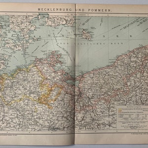 DE Mecklembourg - Pommern / Orig. 1898 Carte antique du Mecklembourg - Pommern