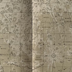 Sonnensystem / Orig. 1894 Antike Karte des Mondes