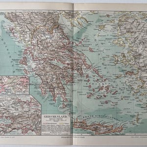 GR Grecia / Orig. 1908 Antica mappa della Grecia
