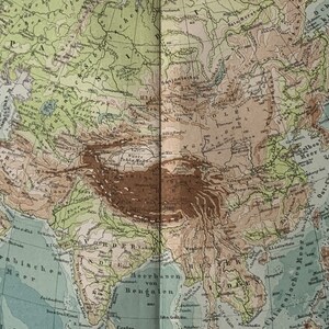 Asien / Orig. 1909 Antike Landkarte von Asien