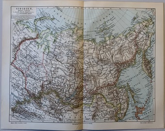RU Siberia / Orig. 1897 Antique Map of Siberia